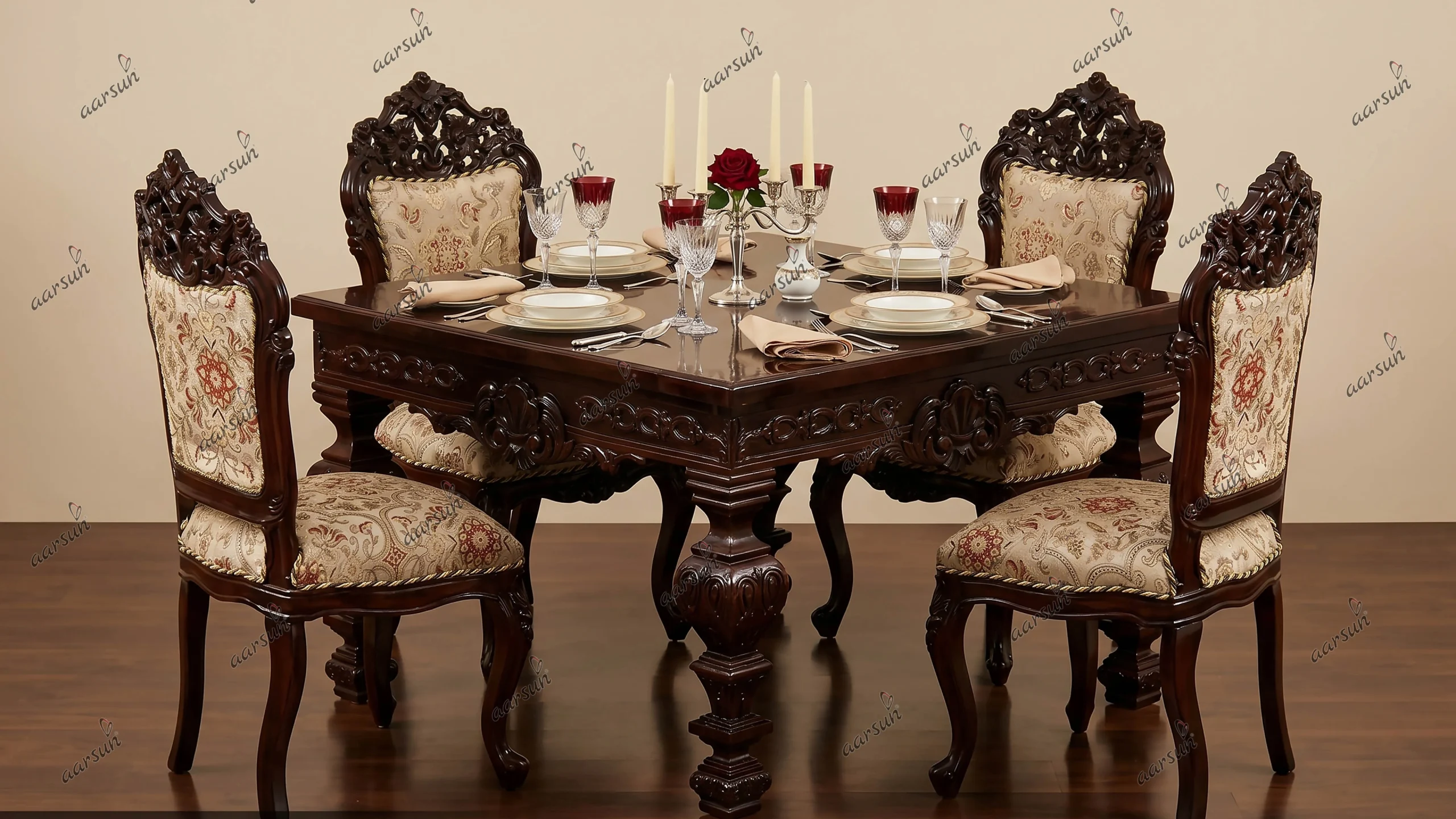 4 Seater Dining Set with Dark Finish UH-YT-153