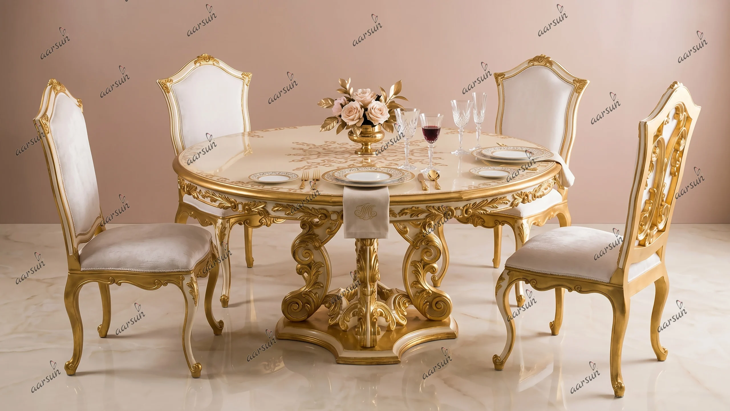 UH-DNG-0046 Aarsun Royal Gold Dining Set
