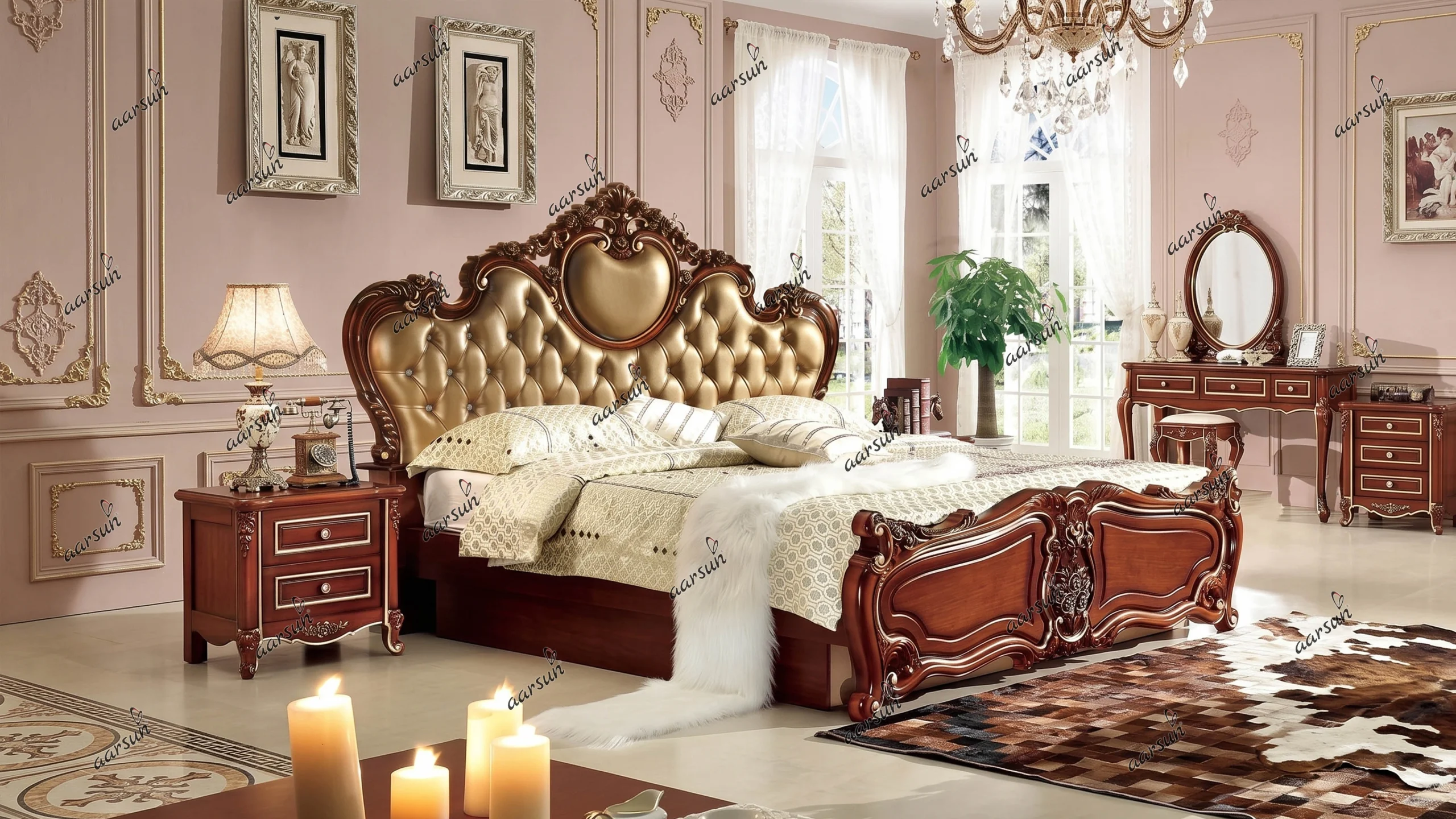 UH-YT-192 Aarsun Wooden Bed Furniture