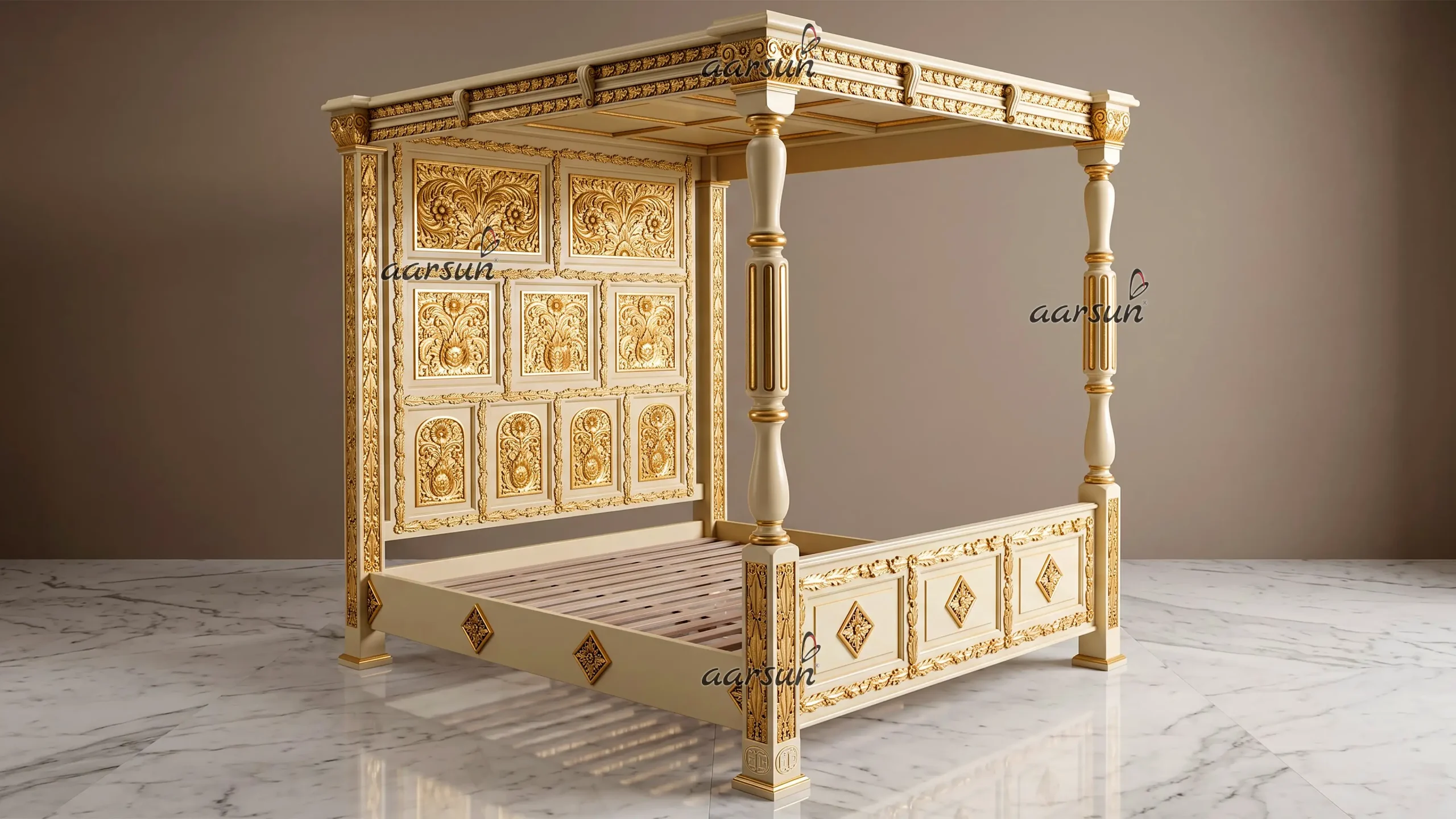 Wooden Four Poster Bed Canopy Bed BED-0056