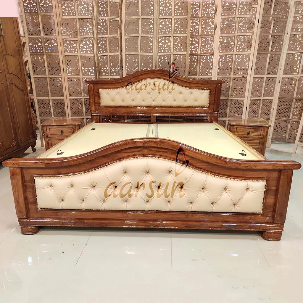 Antique Polish Simple Wooden Bed - YT-187