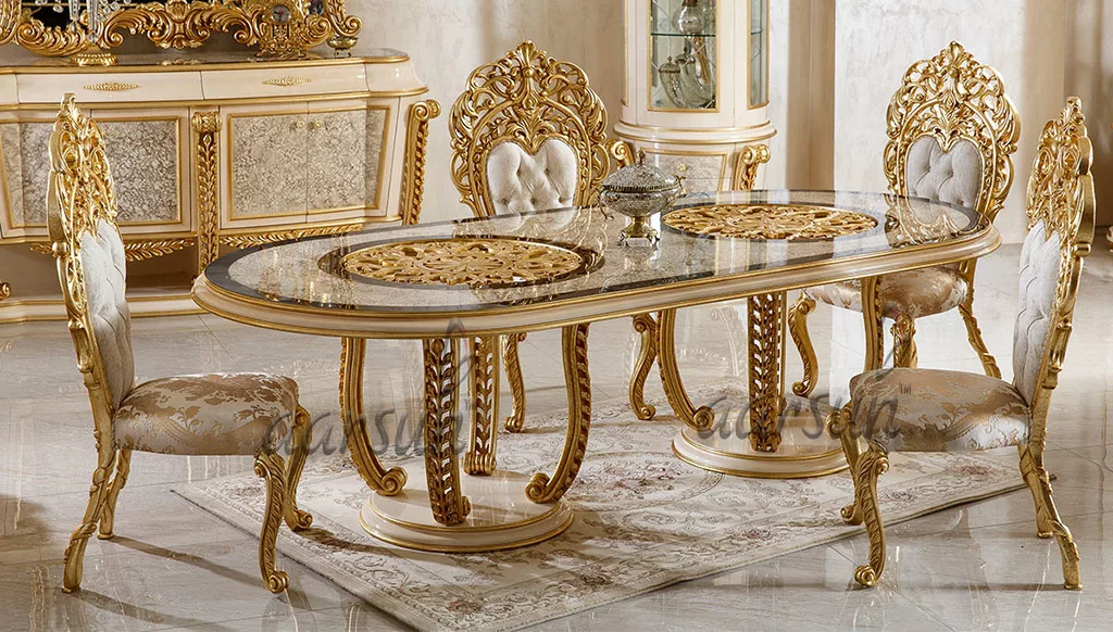 Best Quality Handmade Golden Dining Furniture -ROYAL-0005