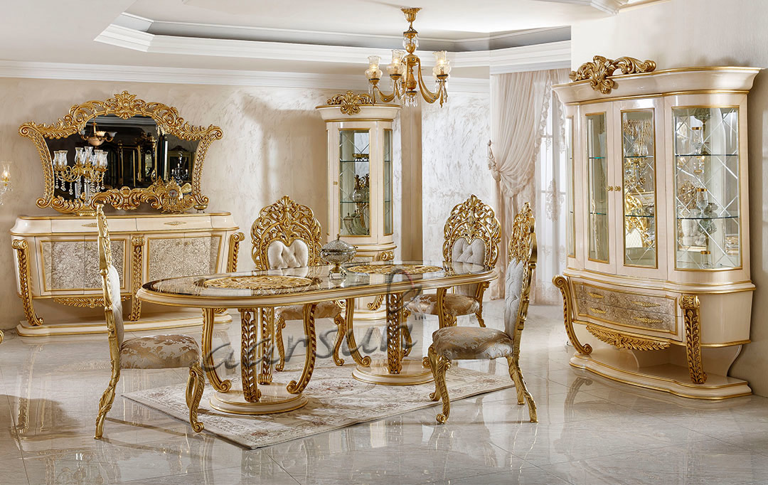 Dining Room With Golden Wood Table