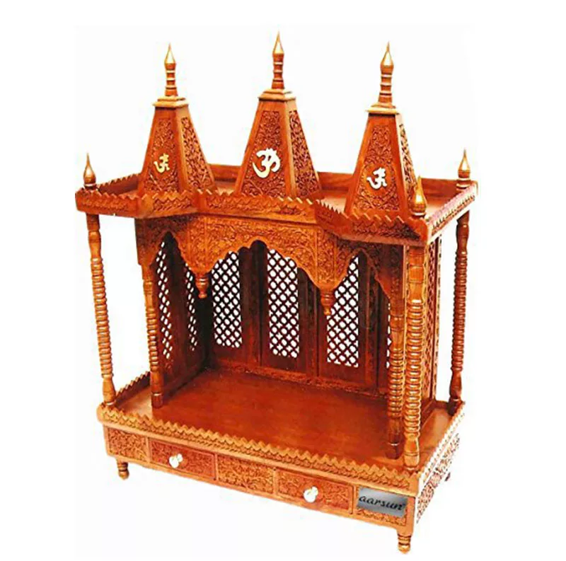 Wooden Mandir Home Temple Folding Unit Uh Mndr 0048 design