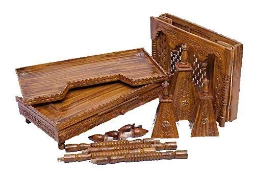 木制 Pooja Mandir – 完全折叠式 UH-MNDR-7255-B，Aarsun 设计