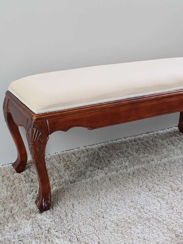 Wood bed bench top design premium finish classy fabric