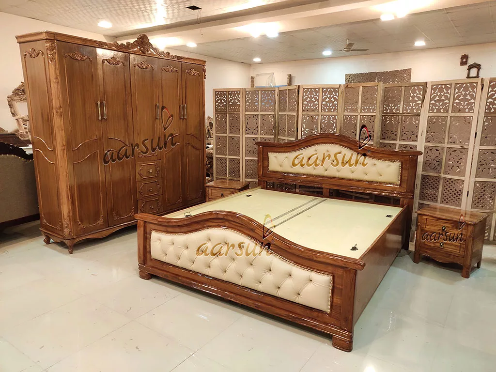 Antique Polish Simple Wooden Bed - YT-187