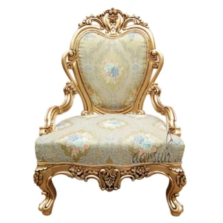 Classic Bedroom Chair by Aarsun in Royal Antique Gold and floral fabric