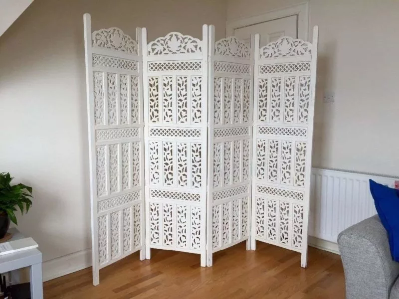Handcrafted White Partition Screen Aarsun UH-RD-0033