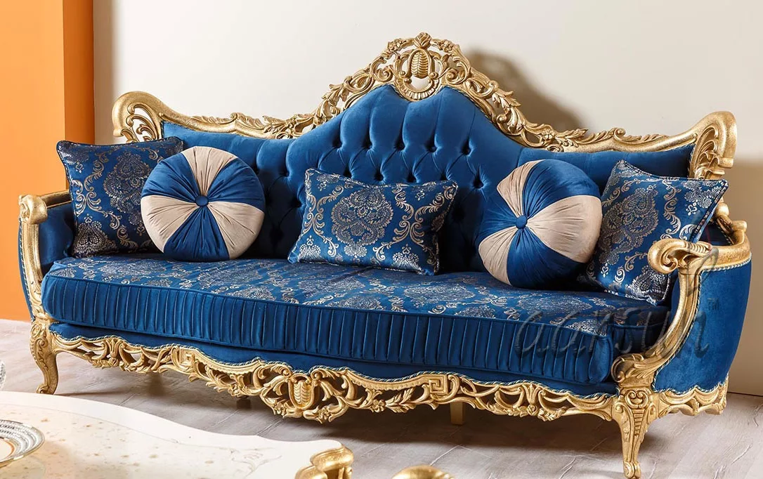 Royal Blue Sofa Set Quality Wood Sf 0035