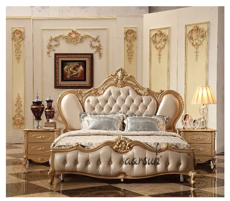 UH-BED-0034 Aarsun Wooden Luxury King Size Bed