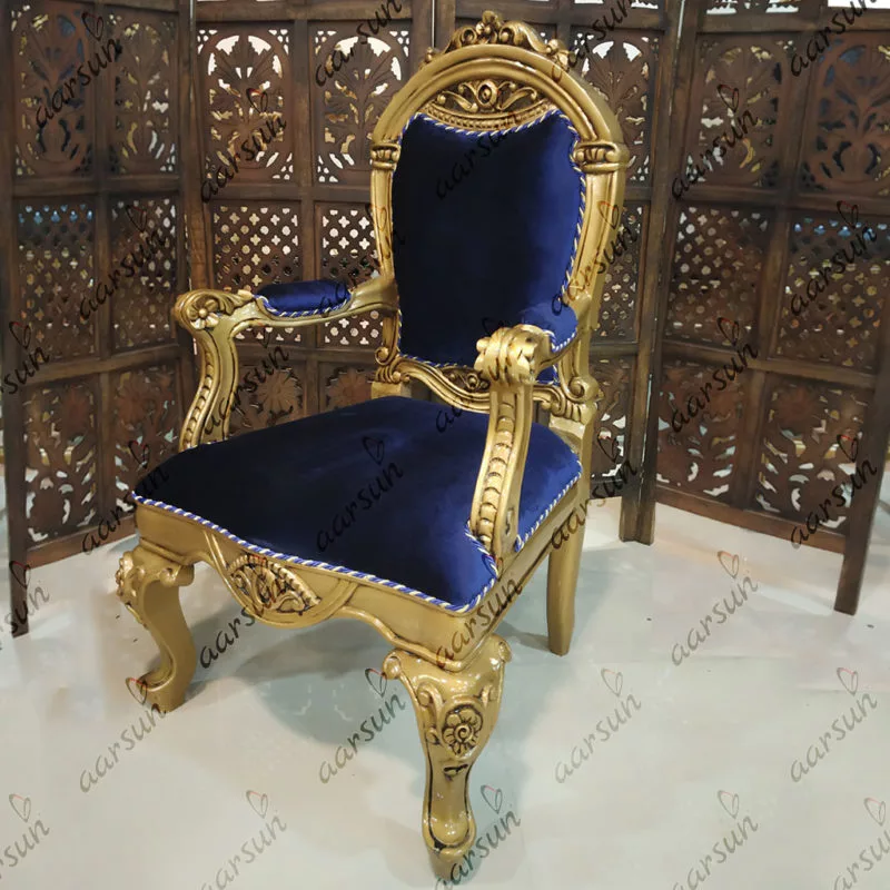 Rococo Style Wooden Chair – Velvet Fabric CHR-0007
