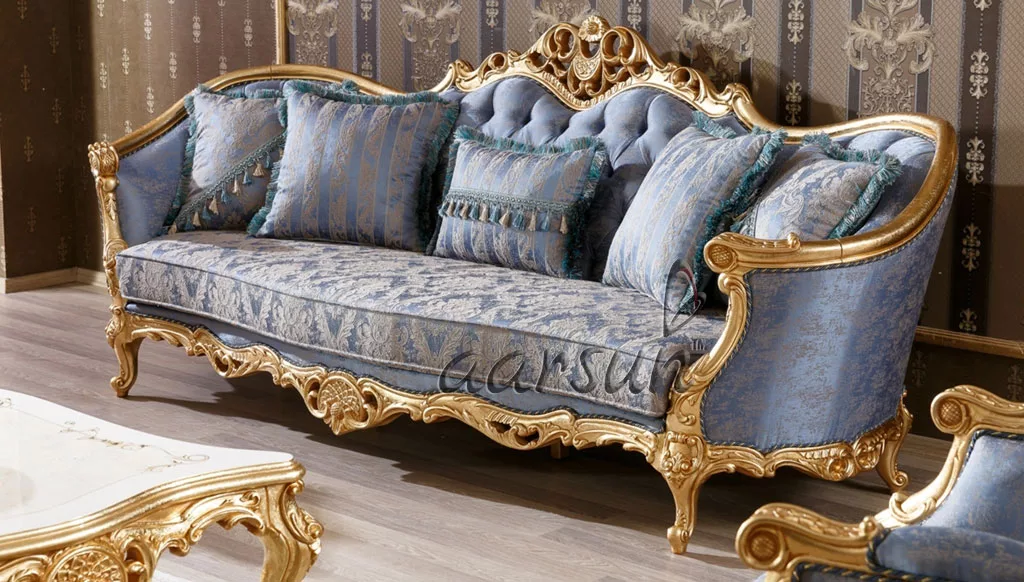 European Style Hand Carved Wooden Sofa Set, Top Quality Wooden Sofa Set Collection By Aarsun