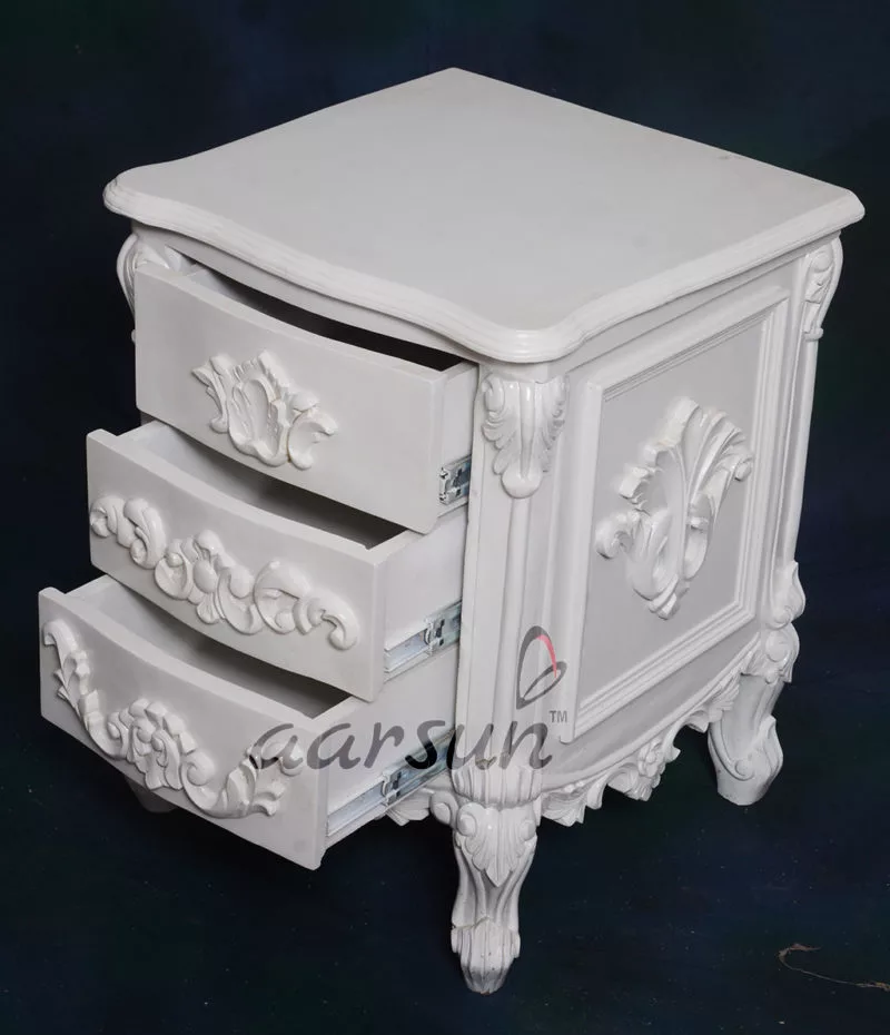 White Bedside Table Set of 2-3-Drawers UH-SDTB-0005-B