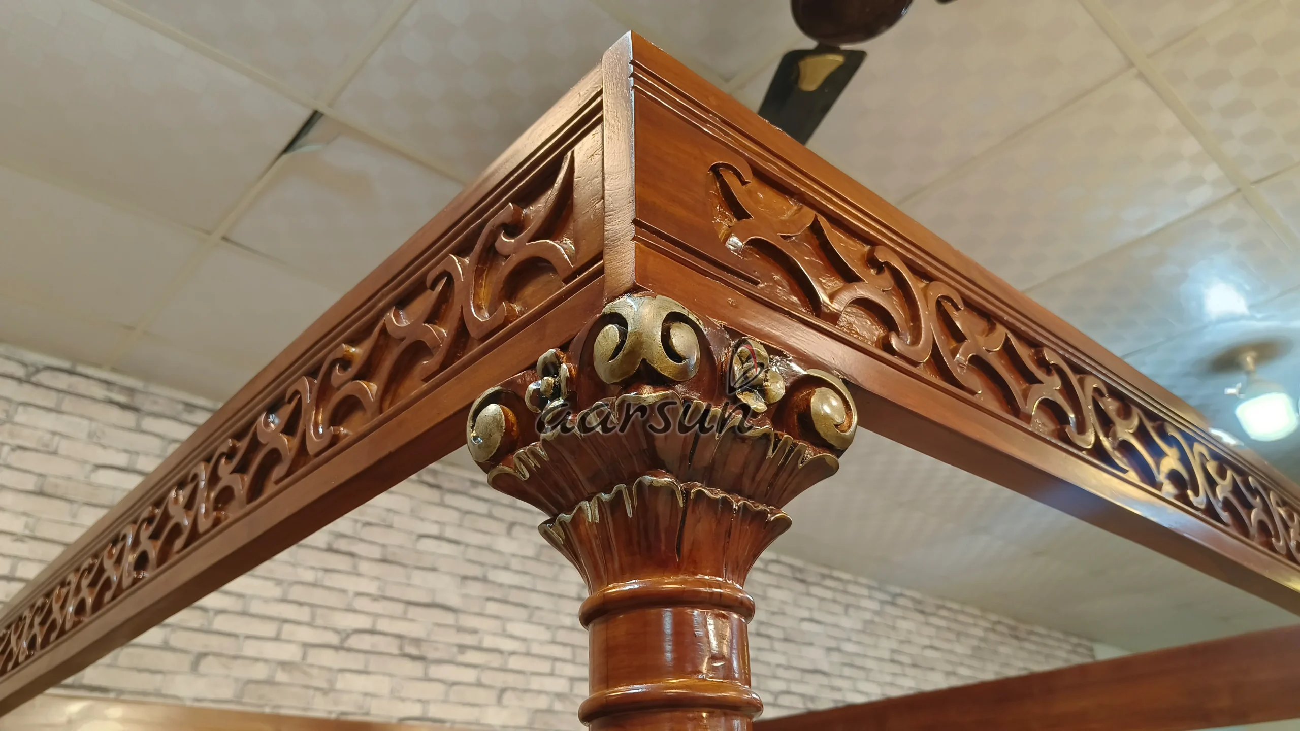 Classic Poster Bed Design in Teak Wood BED-0059 - Image 7