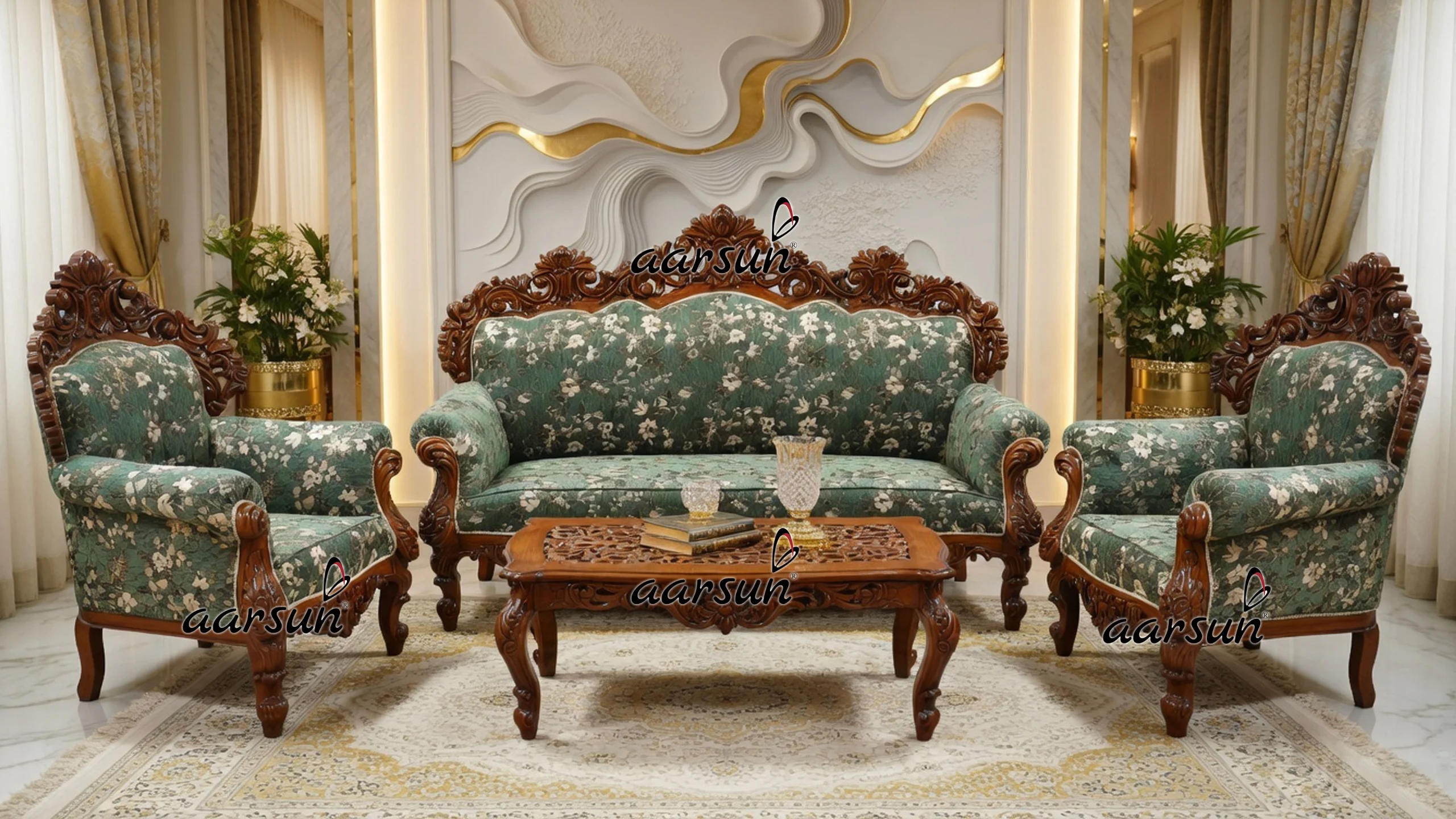 Image for Hand-Carved 5 Seater Sofa Set UH-YT-147