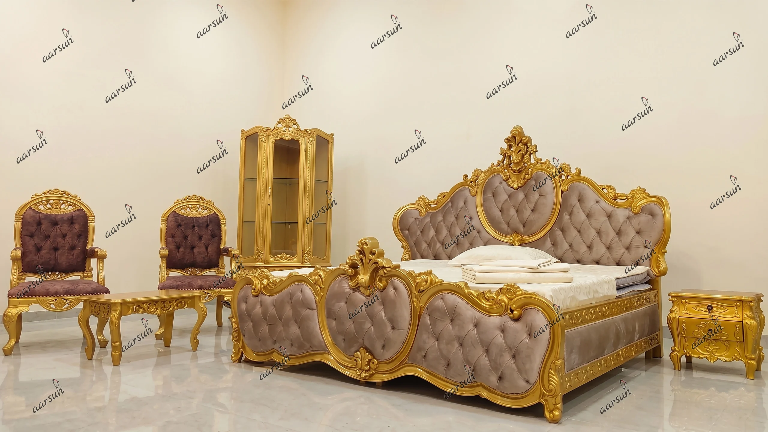 Metallic Gold Bed -Luxury Bedroom Furniture