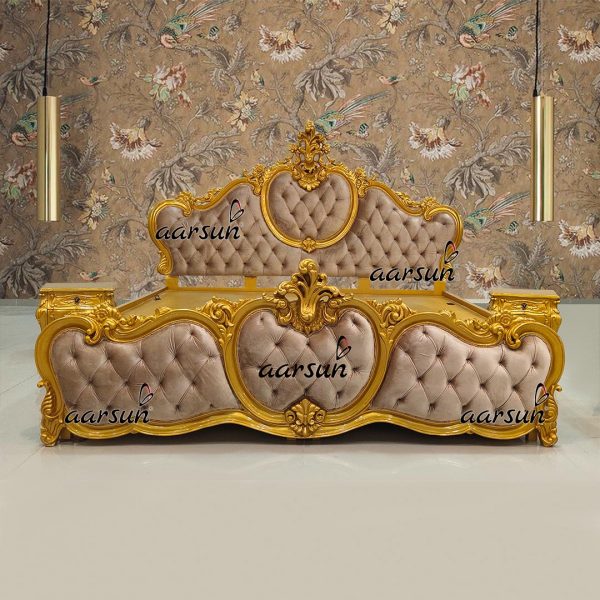 Metallic Gold Bed Luxury Bedroom Furniture YT259