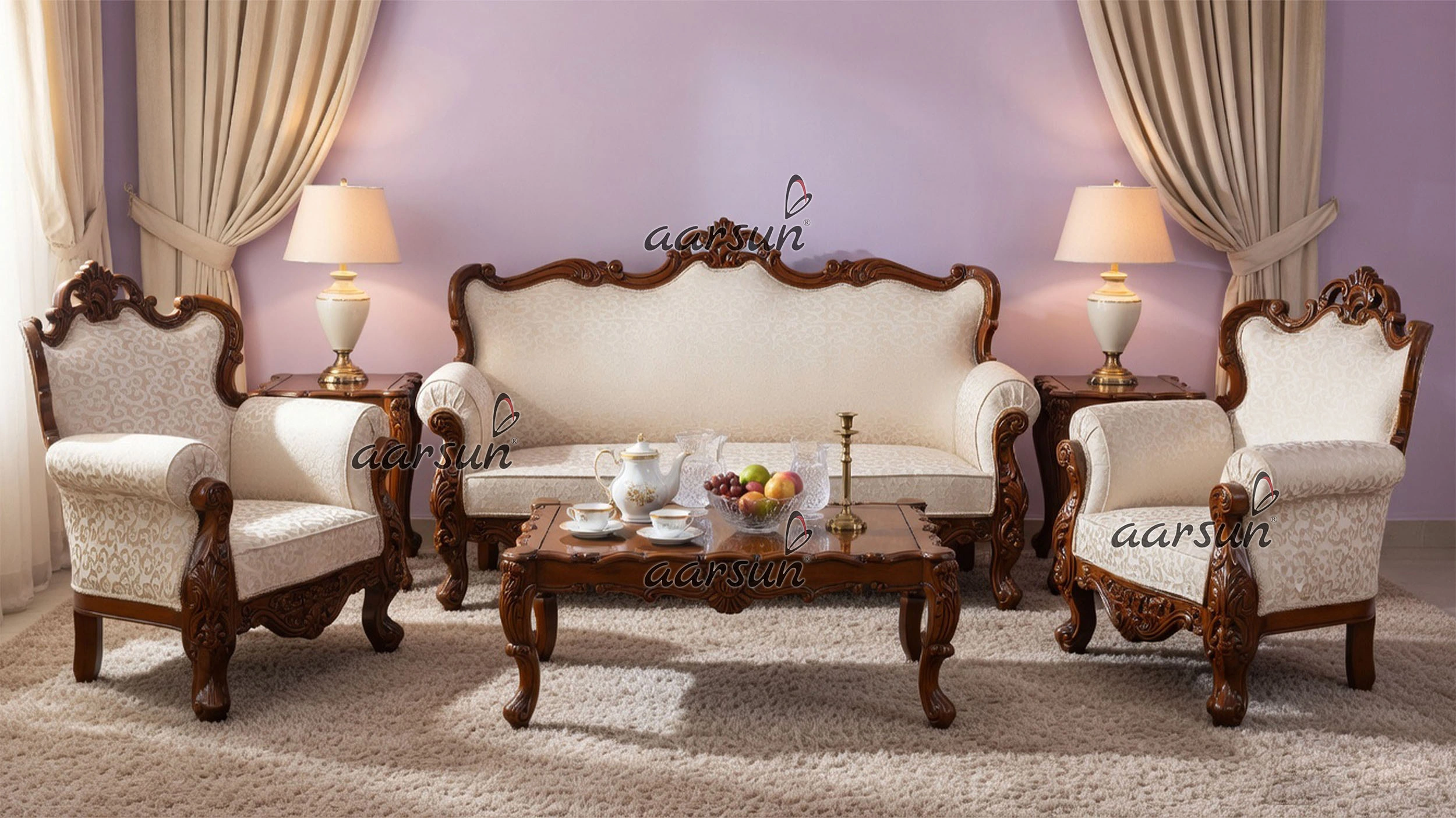 Handcrafted 5 Seater Wooden Sofa Set SF-0095