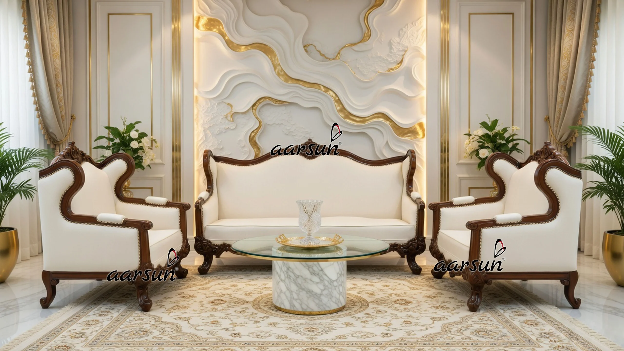 Trendy 7 Seater Wooden Sofa Set