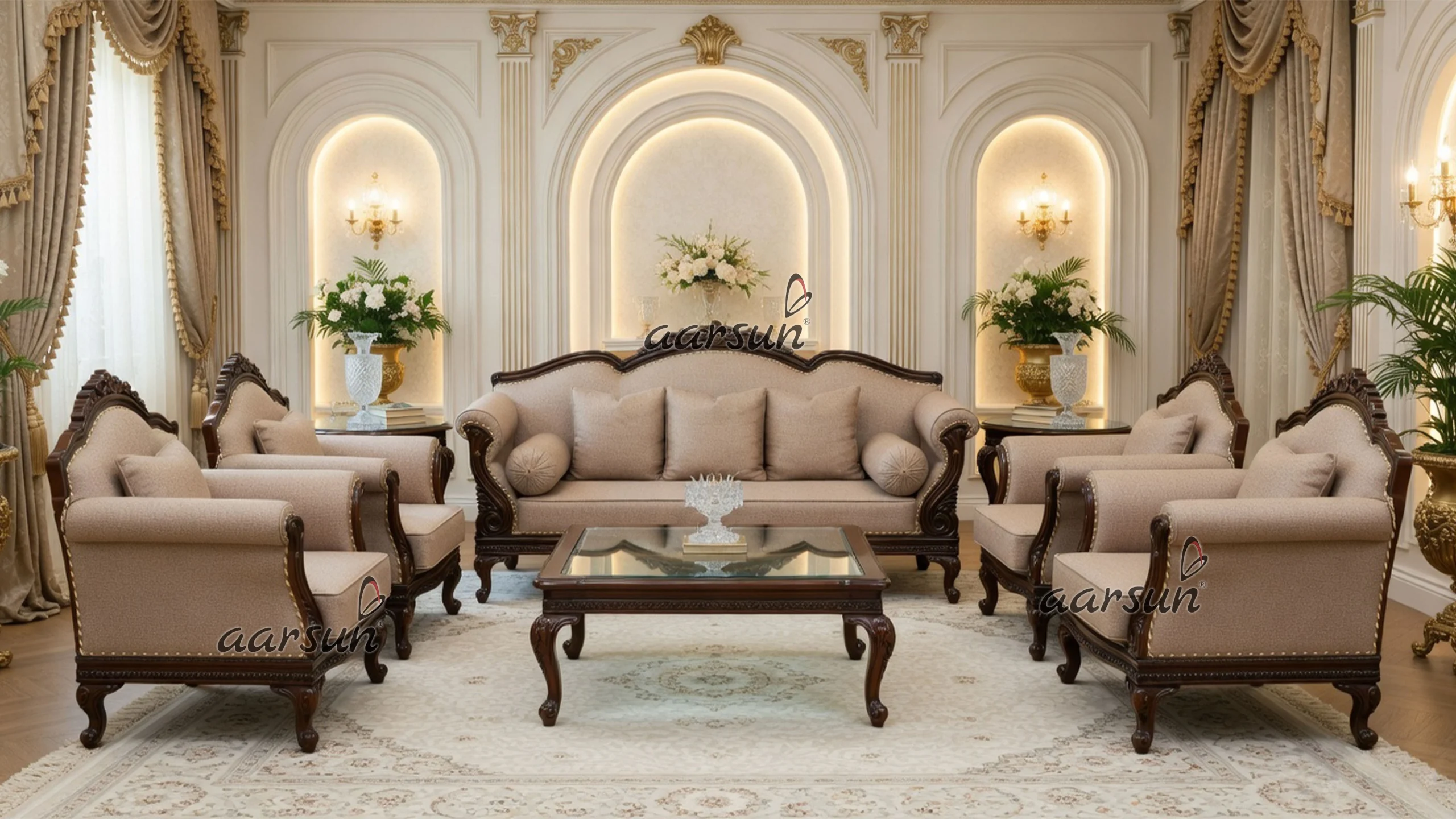 Image for 10 Seater Sofa Set in Walnut Finish UH-YT-182