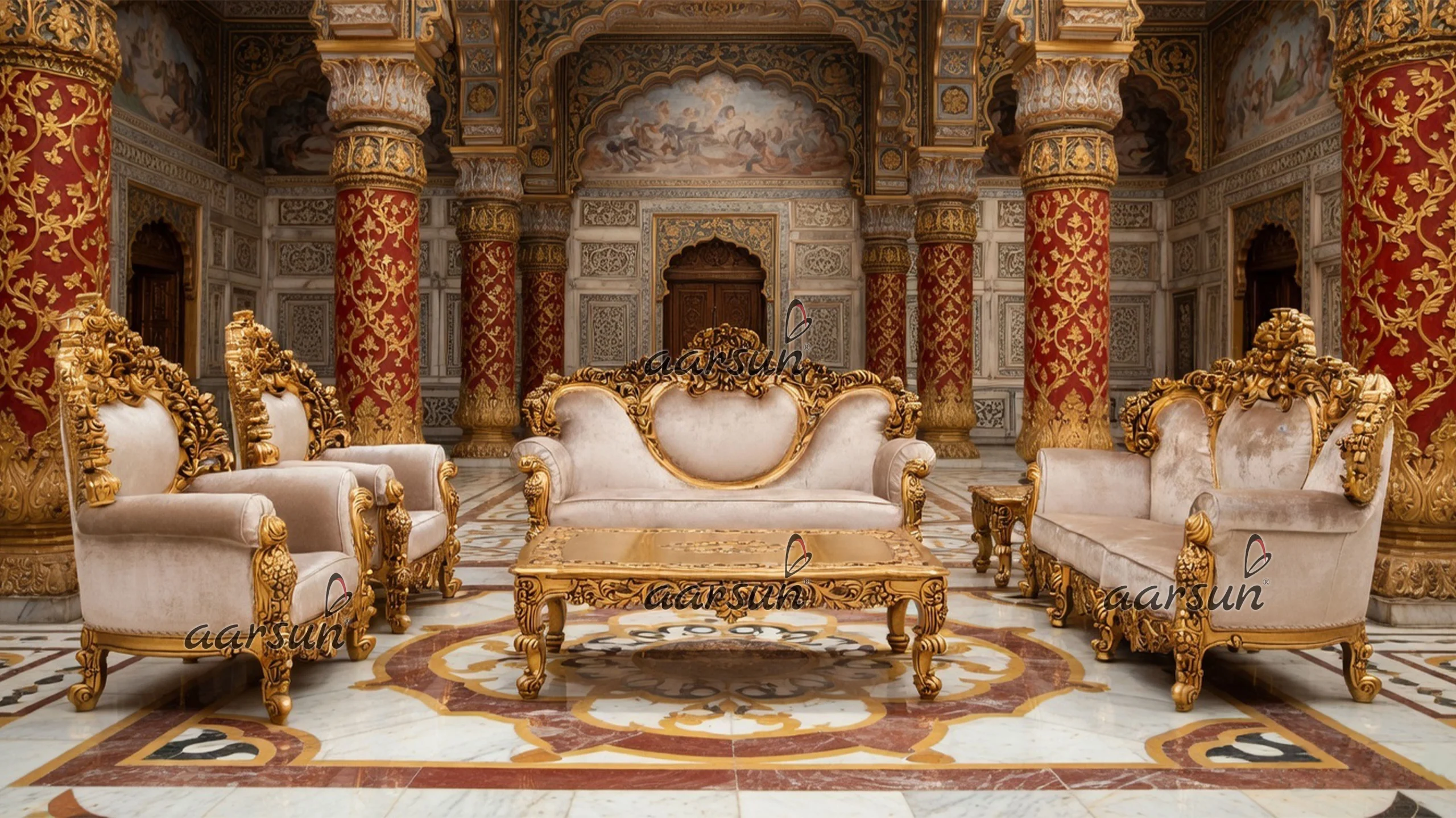 Image for Luxury Sofa Set in Gold Finish UH-YT-292(A)