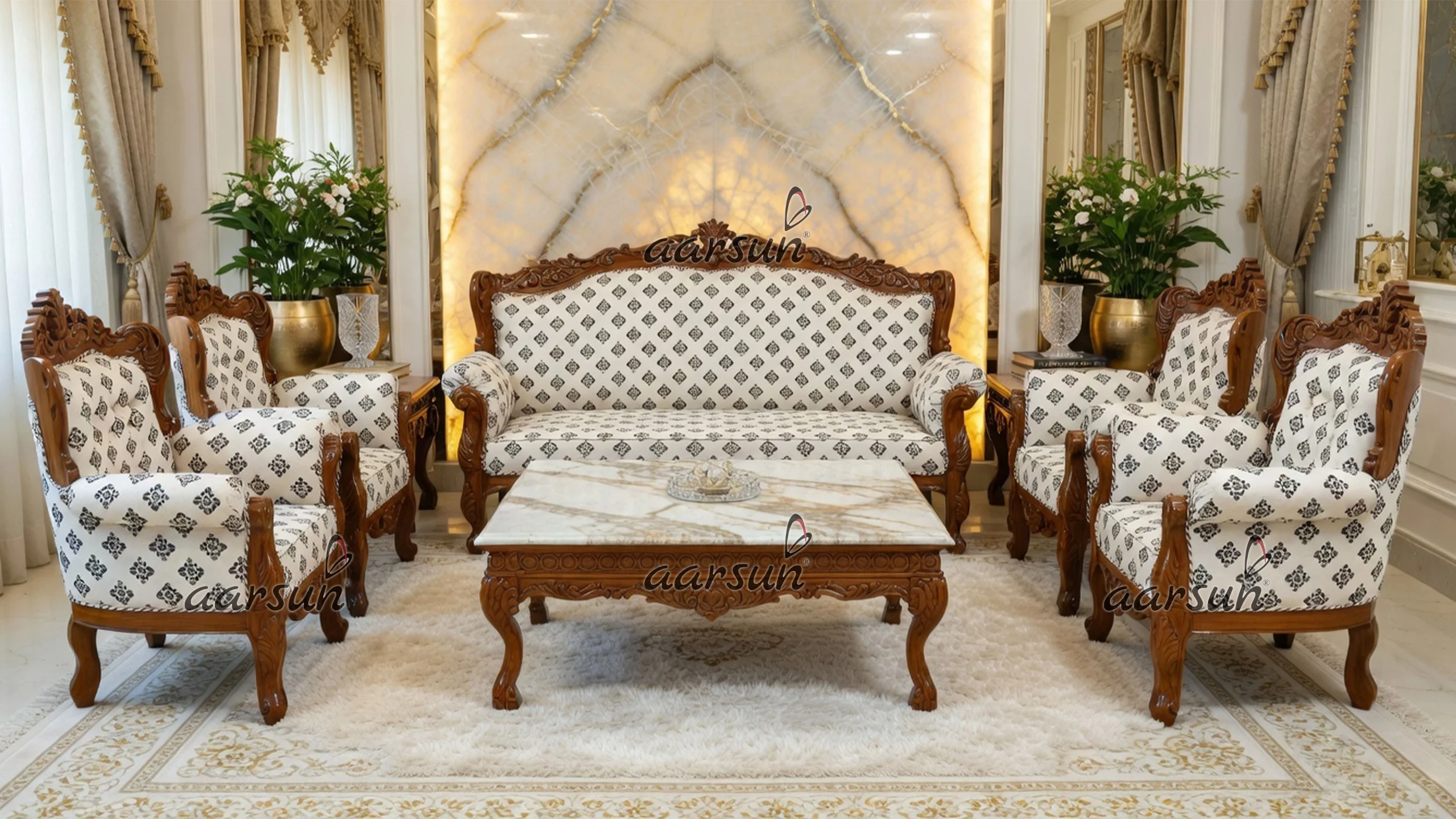 Image for 9 Seater Sofa Set in Teak Wood UH-YT-297