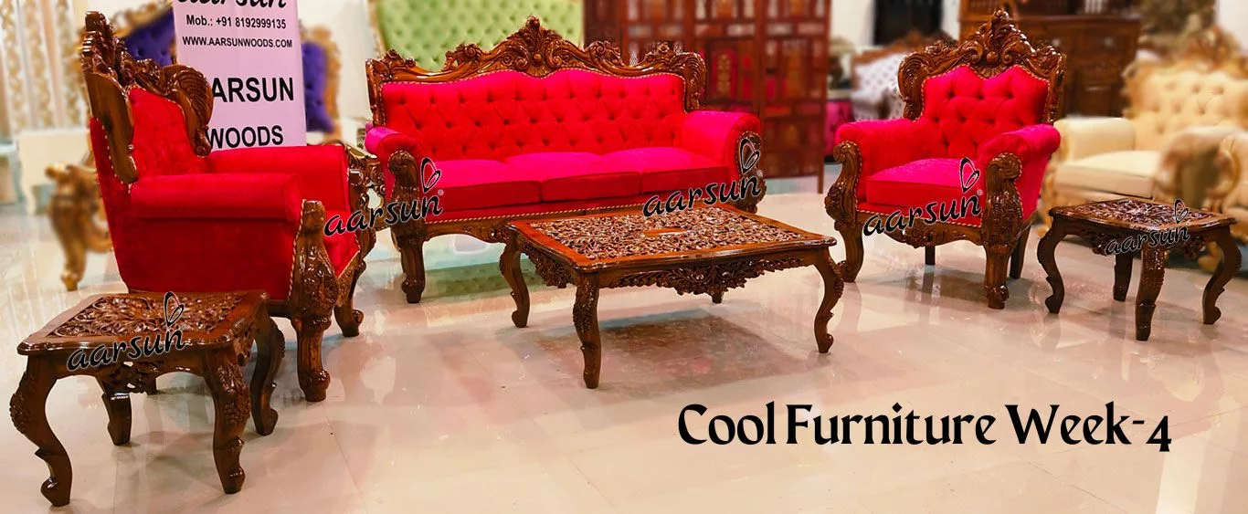 Cool Furniture Week-4 Pink-Fabric-Sofa-Set UH-YT-301-1 Aarsun