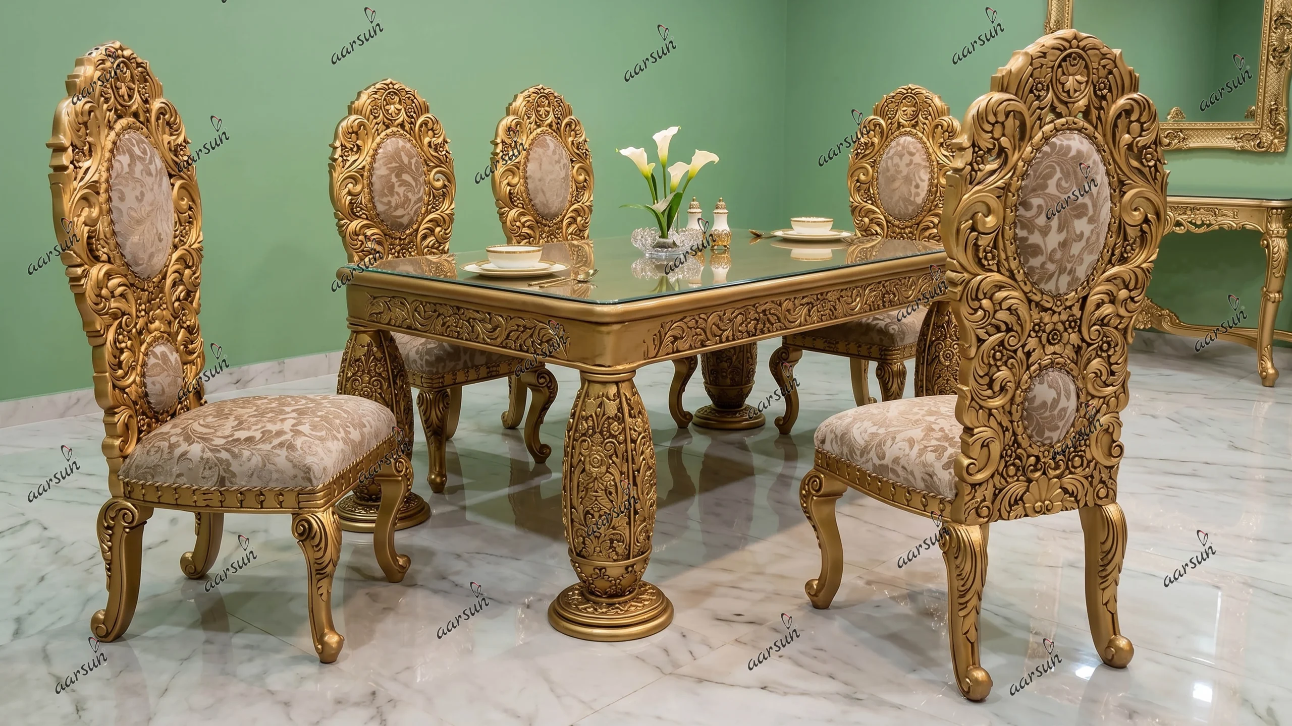 Image for Gold Dining Set 6 Seater UH-YT-283-A