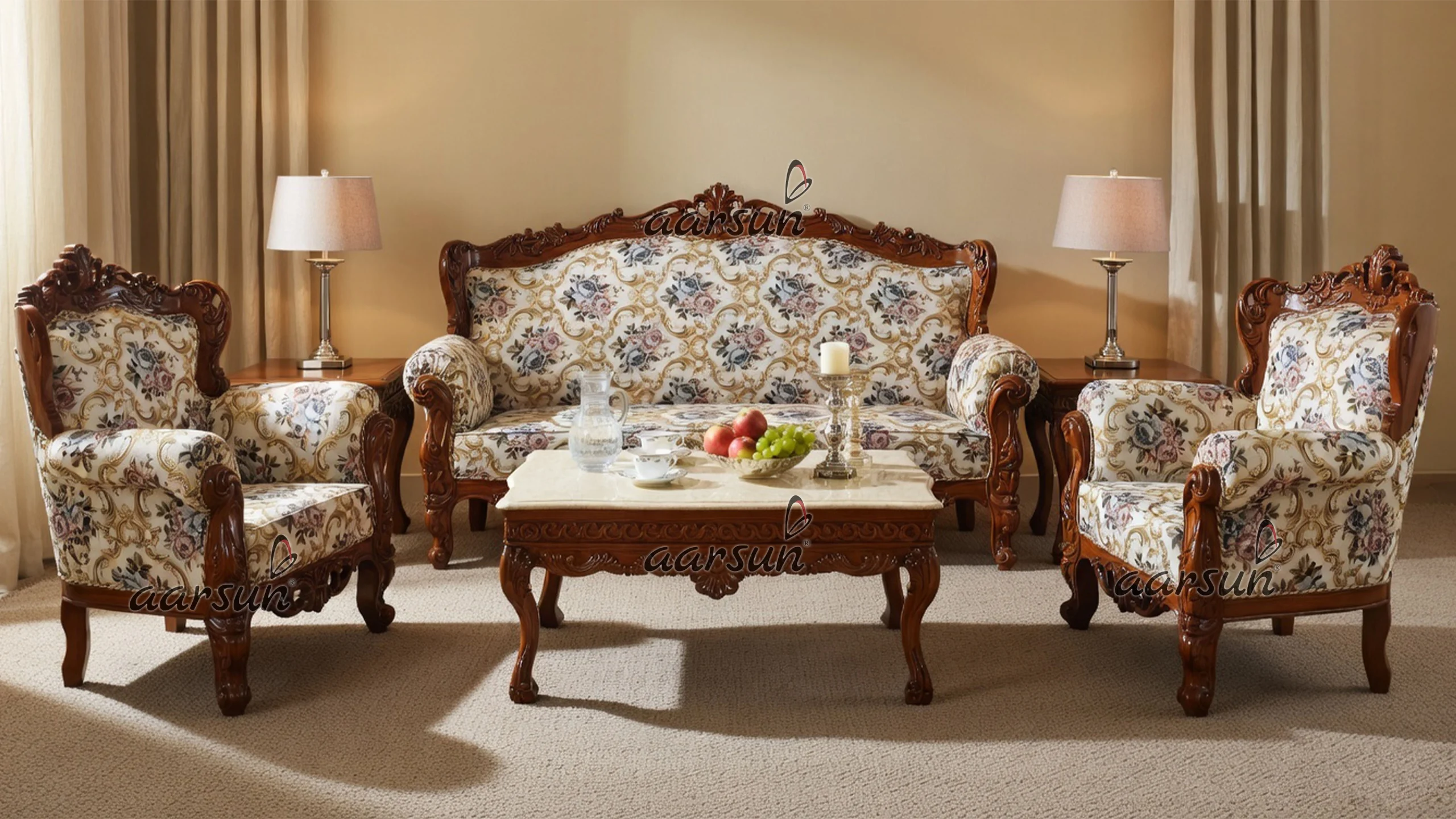 Image for UH-YT-220-Hand-Carved-Sofa-Set-Teak-Wood