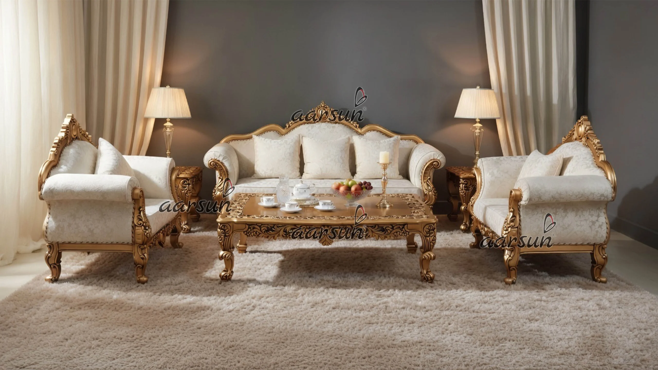 Handcrafted Sofa Set in Teak Wood UH-YT-247