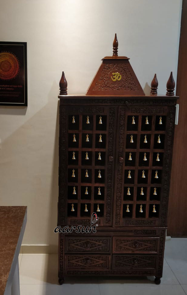 Image for Puja Mandir / Temple with Bells TEAKTMP-003