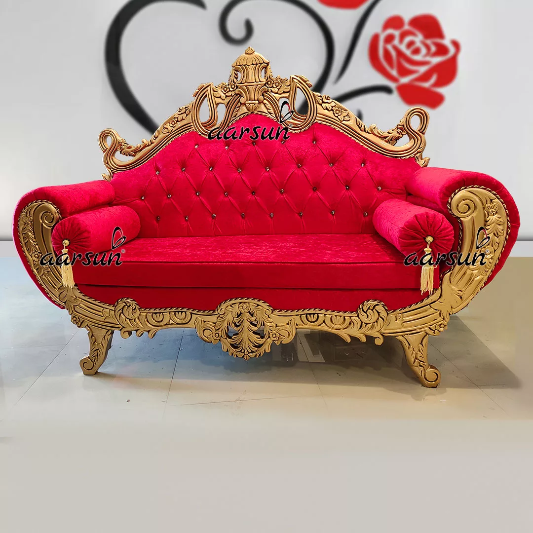 Royal Gold Couch design in Red Fabric