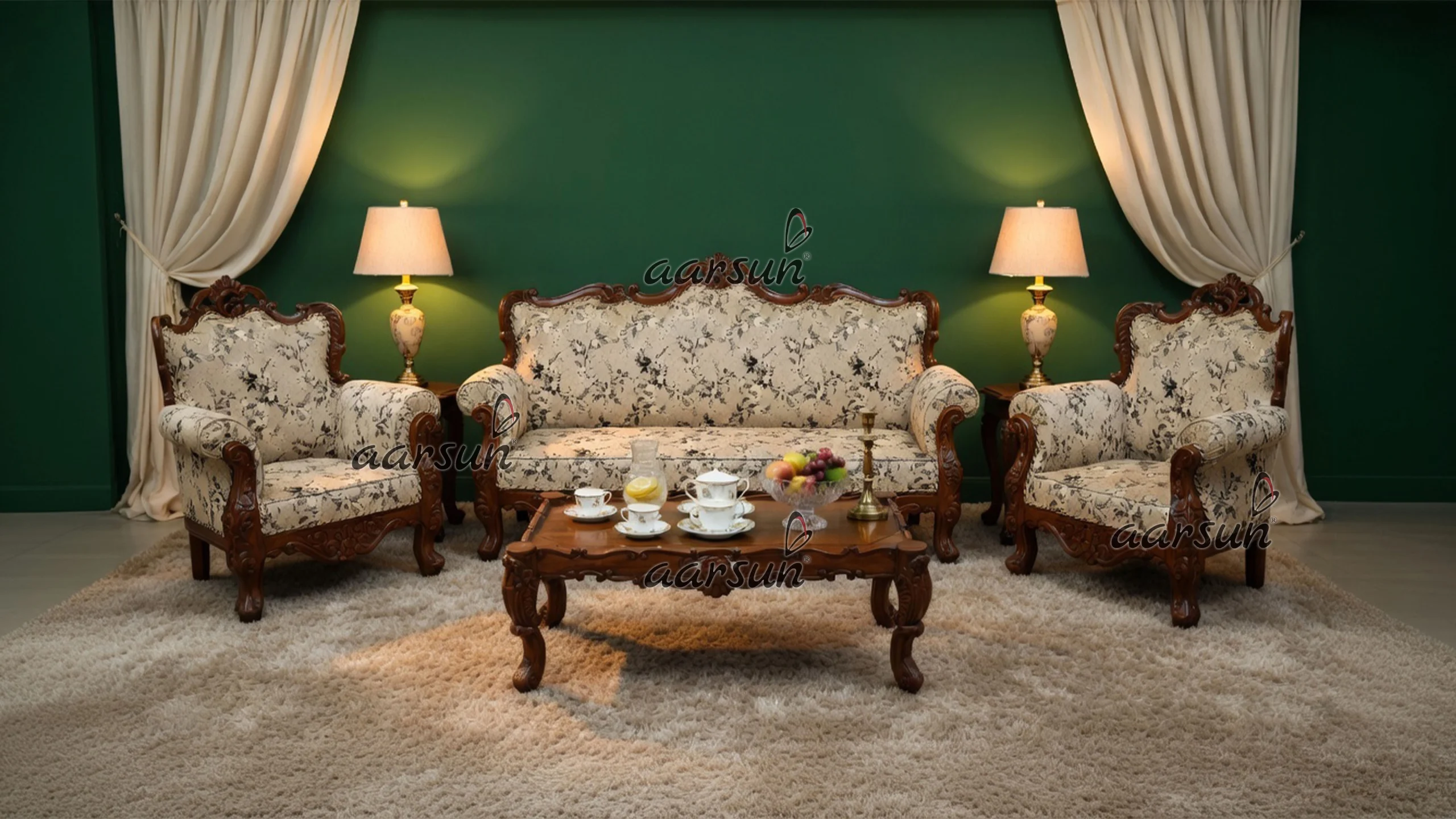 Image for Sheesham Sofa Set 3+1+1 - UH-YT-116