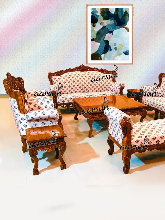 Top 10 Teak Wood Sofa Set Designs Pictures - Aarsun