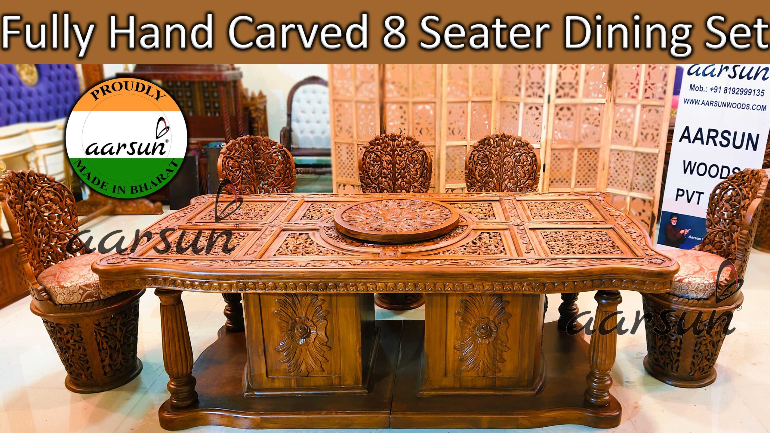 Aarsun Amazing Furniture Week 8 - Fully Hand Carved 8 Seater Dining Set YT-325