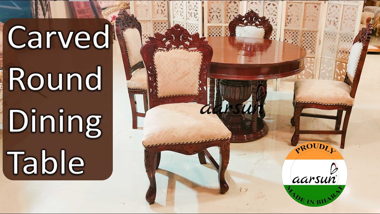 Aarsun Furniture Week 8 - Hand Carved 4 Seater Round Dining Table YT-323