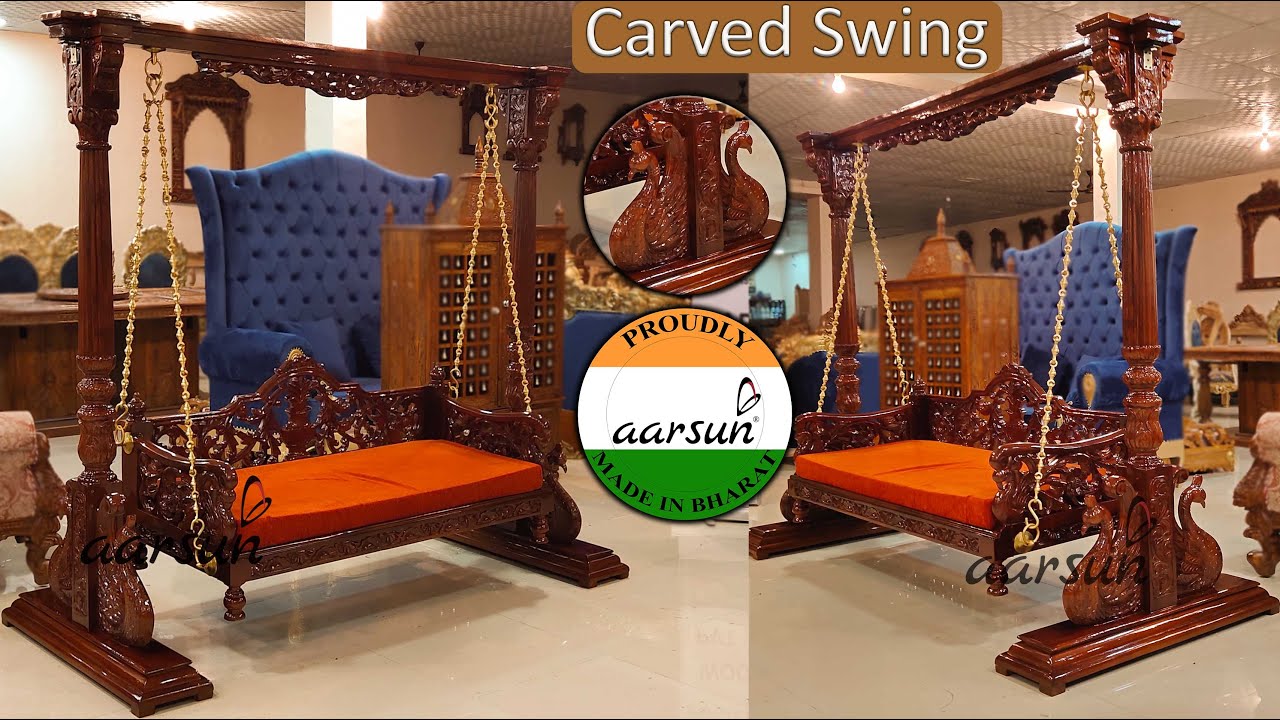 Aarsun Furniture Week 8 - Handcrafted Teak Wood Swing in Rust Fabric YT-321