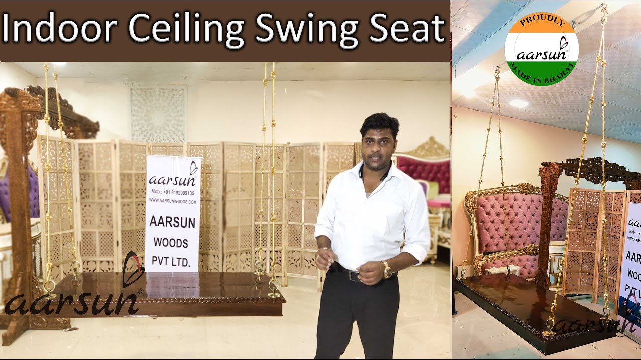 Aarsun Amazing Furniture Week 8 - Indoor Ceiling Swing Seat in Sheesham with Brass Rods as Chains YT-324