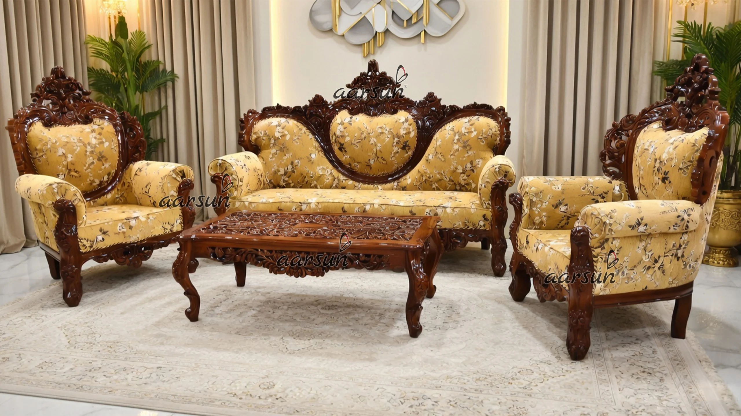 Colonial Style Sofa Set in Sheesham Wood