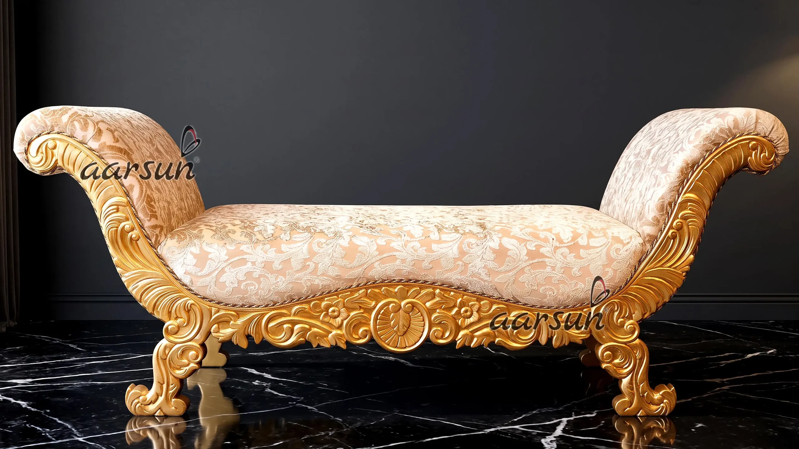 Handcrafted Golden Settee in Teak Wood YT-336ST