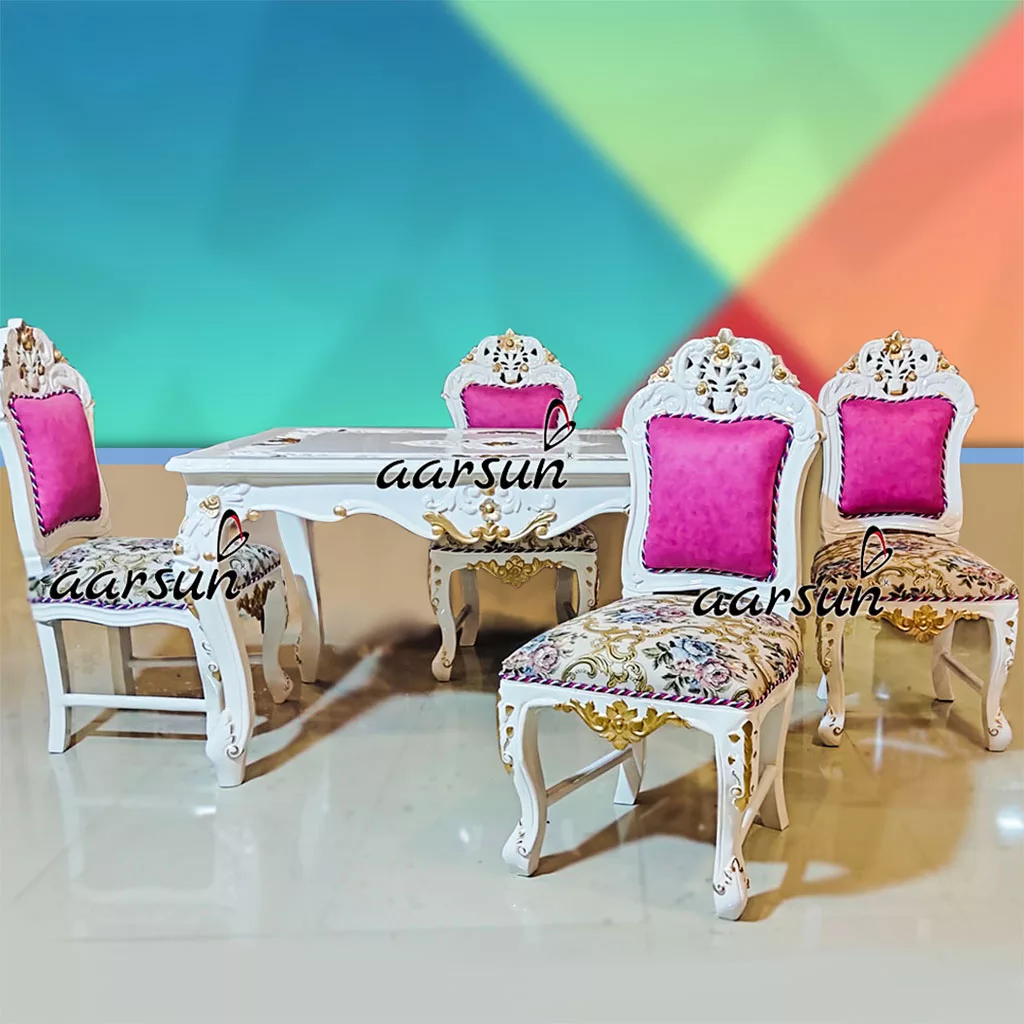 Luxurious White Dining and Gold Highlights UH-YT-315