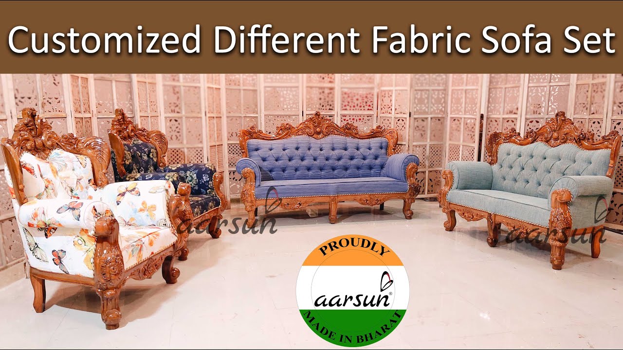 Carved Furniture Week 12 - Contrasting Fabric Couch Set for Living Room YT-355