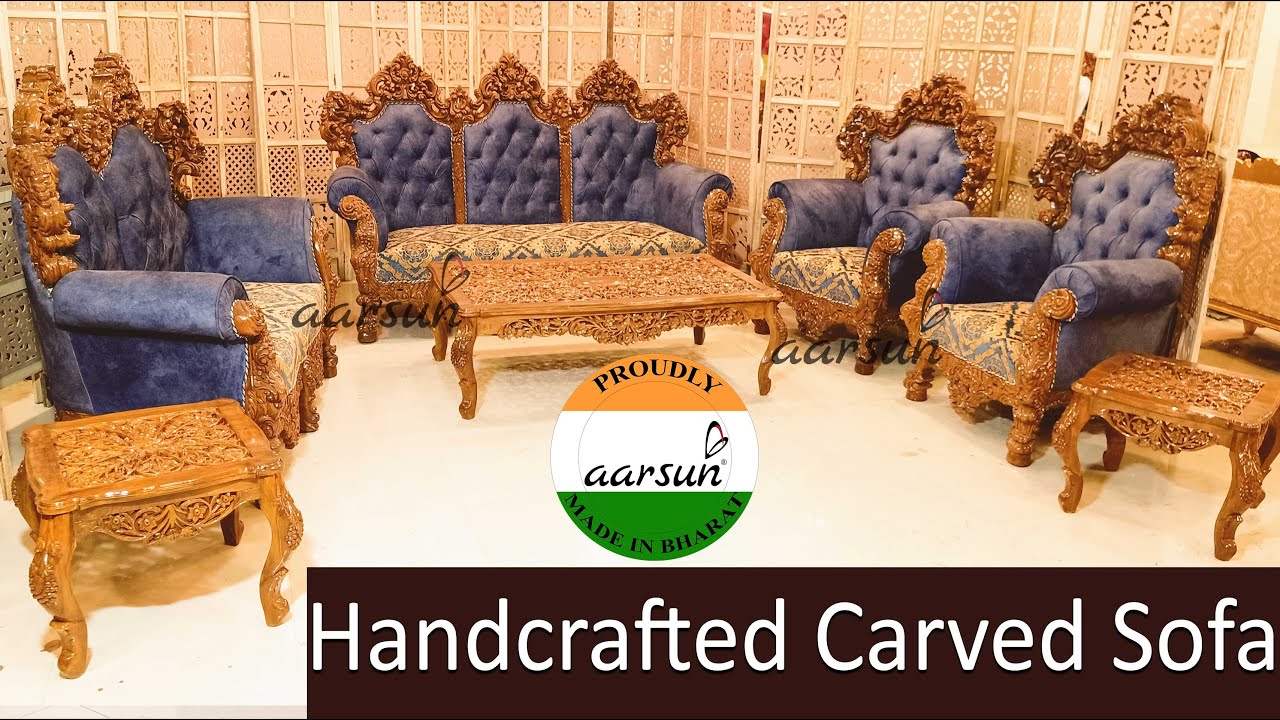 Carved Furniture Week 12 - Handcrafted Luxurious 7 Seater Double Carved Sofa Set YT-351