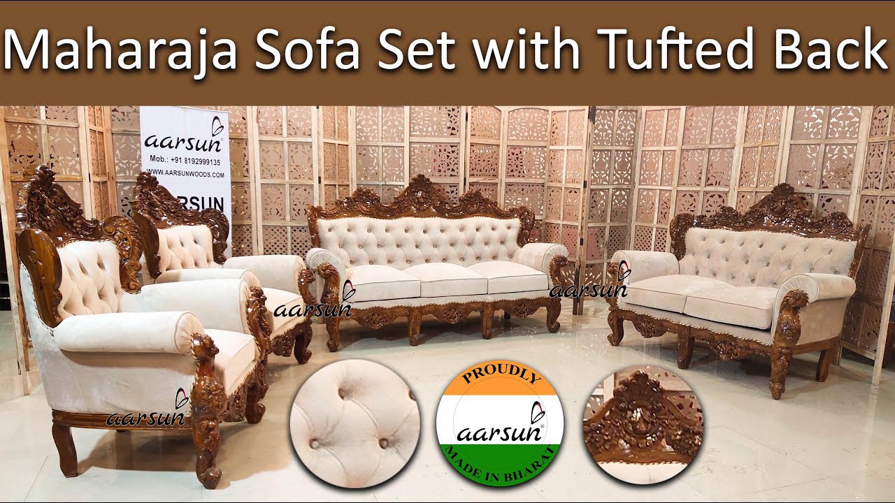 Carved Furniture Week 12 - Maharaja Sofa Set with Tufted Back YT-357