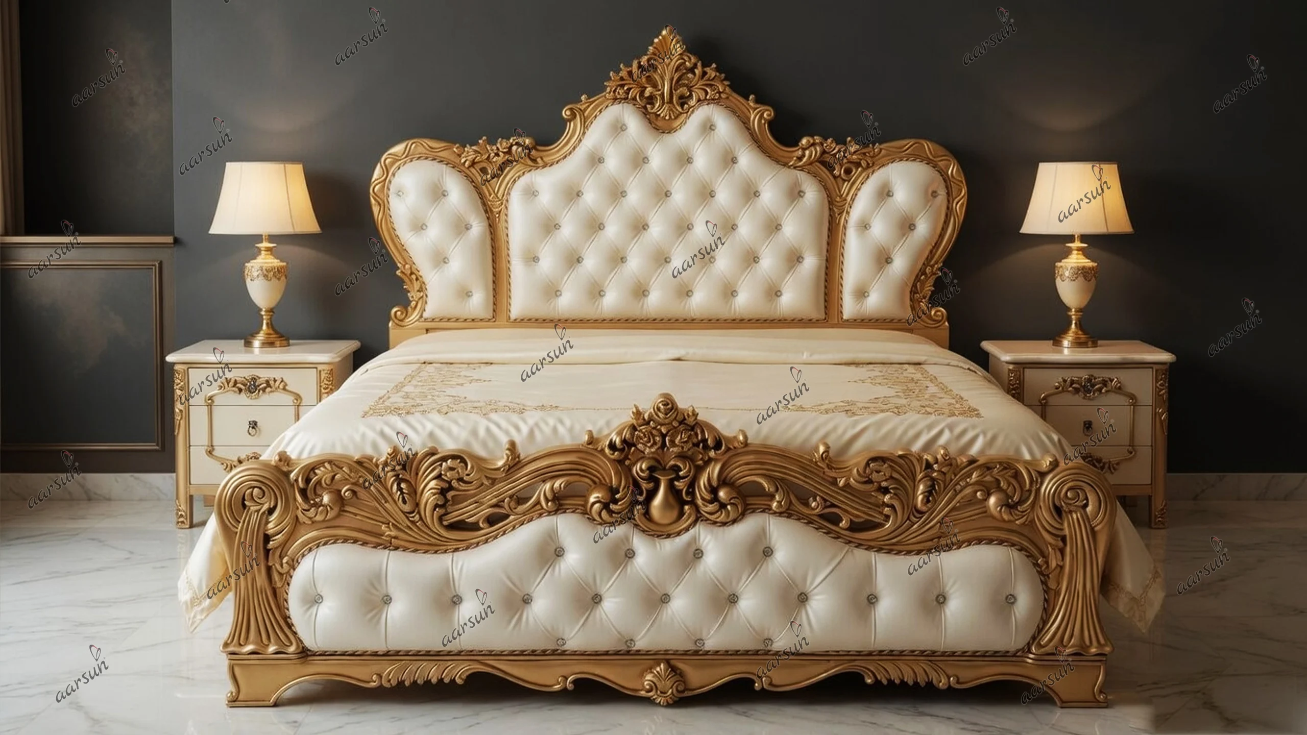 Image for Luxury Classic King Size Bed in Teak Wood UH-YT-343