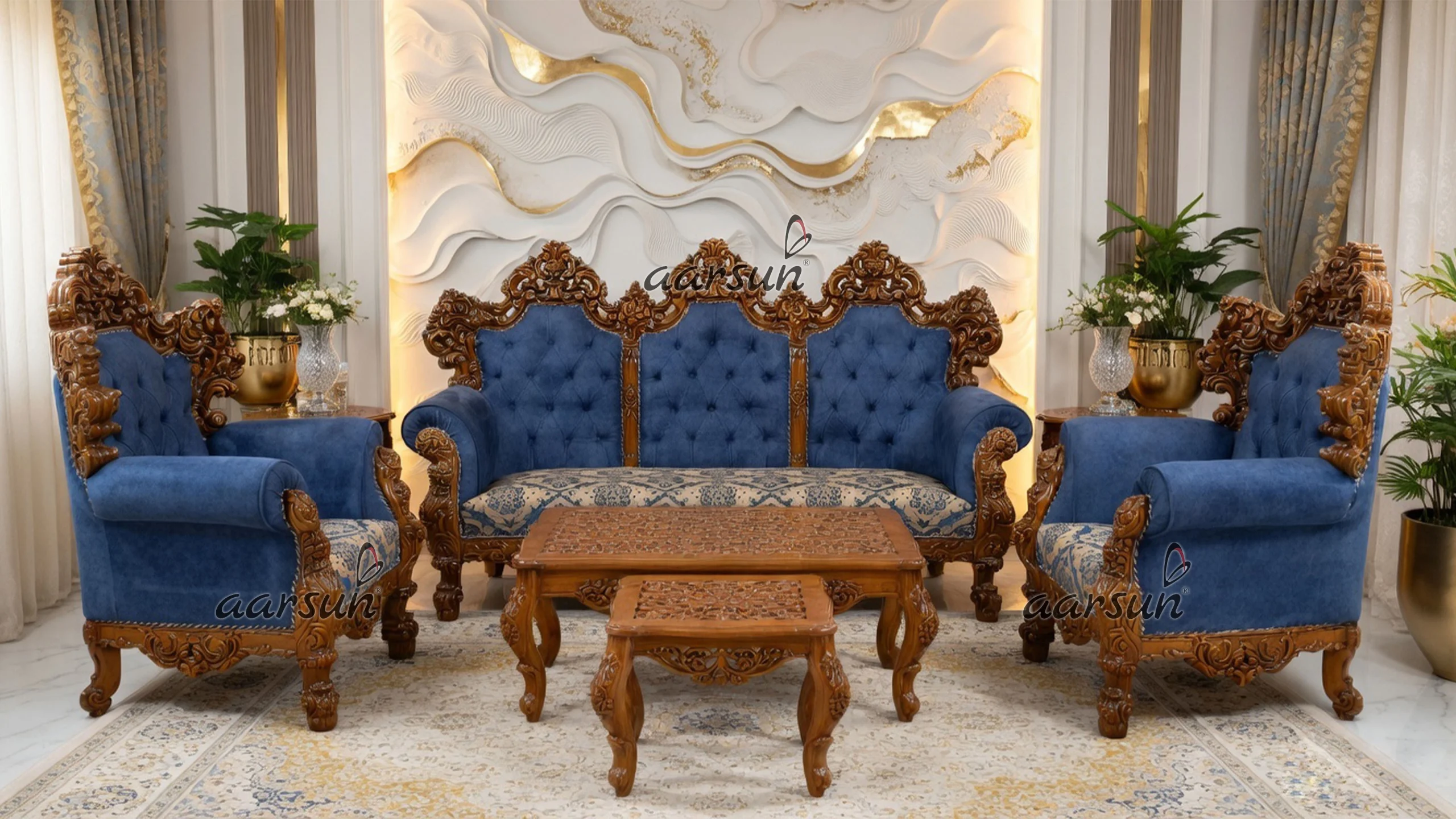 Image for Double Carved Luxurious 7 Seater Sofa Set UH-YT-351