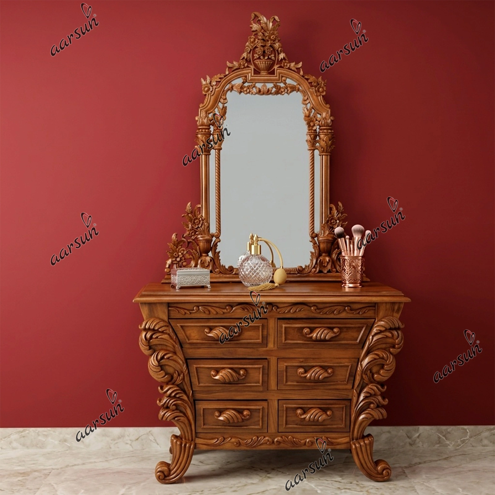 Teak Wood Dresser in Matte Finish