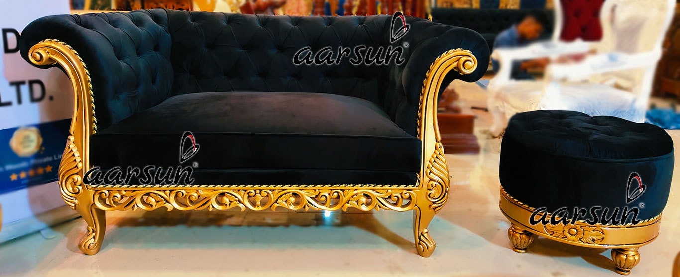 black and gold leather sofa