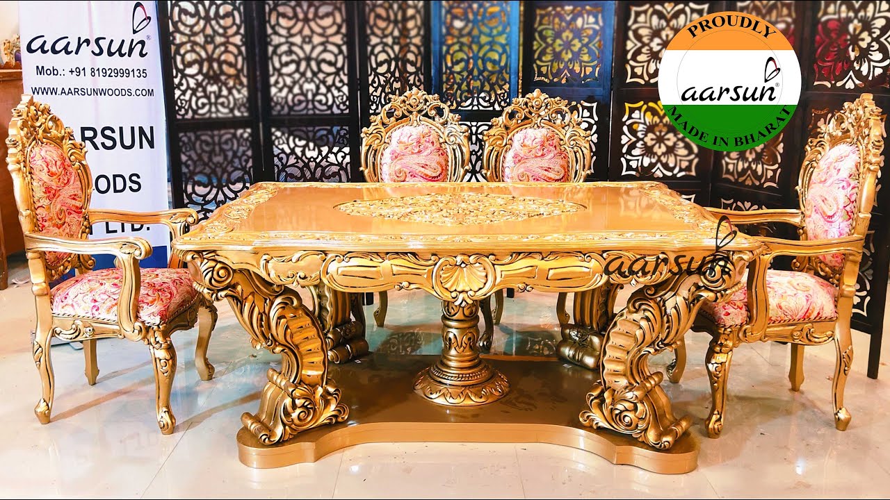 Wood Carving Week-11-Oriental Royal Carved Luxury 6 Seater Dining Set YT-344